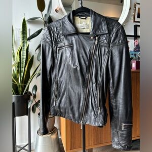 Black Leather Moto Jacket small